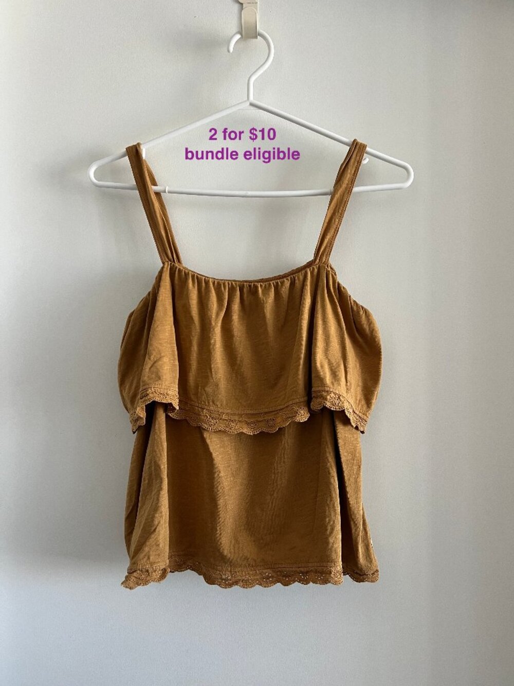 Toad&Co Ruffle Cold-Shoulder Cami Tank Top in Mustard Yellow